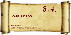 Baum Anina névjegykártya